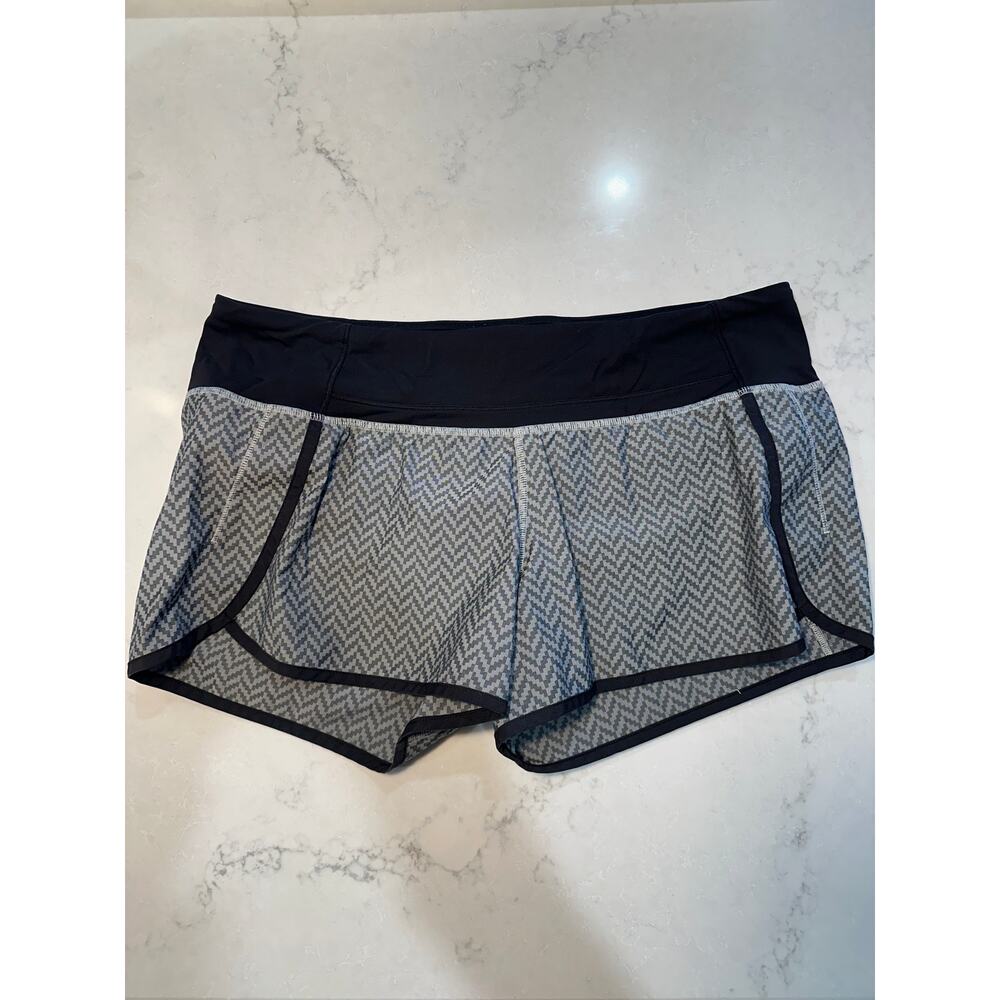 Lululemon Run Times Shorts in a black & white giant herringbone - 10